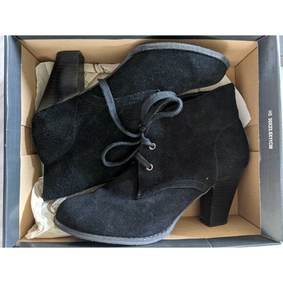 Denver Hayes Quad Comfort Women's Bootie Black Suede Leather Upper Size 10 - Picture 2 of 5